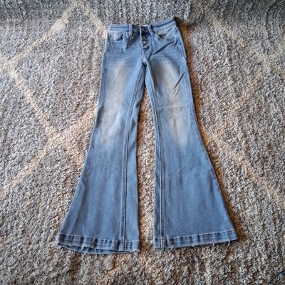 Kancan Signature High Rise Flare Jeans Size 12 Light Wash Stretch Button Fly