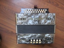 Vintage Hohner Pokerwork Accordion - 2 Row Diatonic Accordian Melodeon