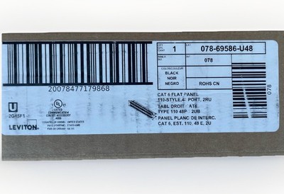 Leviton 48-Port eXtreme Cat 6+ Flat 110-Style 2RU Patch Panel. NEW IN BOX