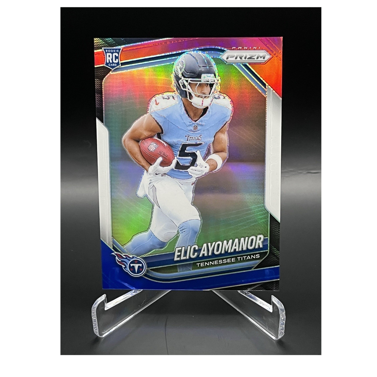 Elic Ayomanor 2025 Panini Prizm RC #321 – Red, White & Blue Parallel