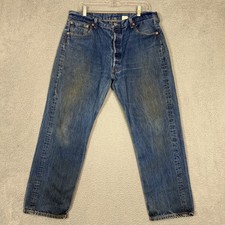 Vintage Levis 501xx Button Fly Straight Leg Jeans Medium Wash Blue Denim Mens