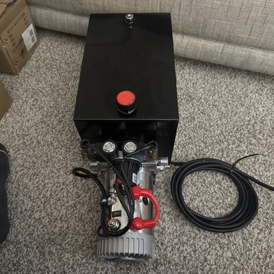 12V Hydraulic Power Pack: 8Qt Tank, 3200 PSI, Double-Acting, Rustproof Steel