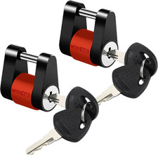 Keyed Alike Trailer Coupler Lock, 1/4 Dia, 3/4 Span Heavy-Duty Steel Trailer T