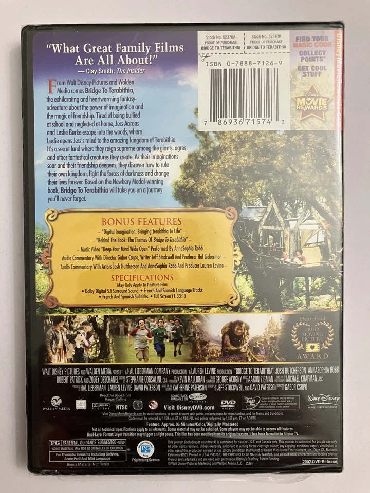Disney “Bridge to Terabithia” DVD, Annasophia Robb Josh Hutcherson, New & sealed - Image 2 of 2