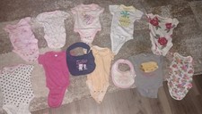 Baby Girl Clothes Bundle of 10 PJ's Sleepers 2 Bibs Newborn 0-3 Many Brands.