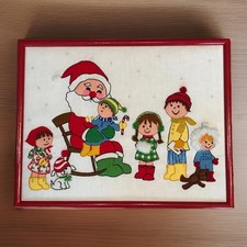 Santa Claus PETIT POINT Merry Christmas Needlepoint Visit Sitting Lap Presents