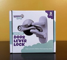 Child Proof Door Lever Lock 3 Pack No Tools Needed, White New in Box Wappa Baby
