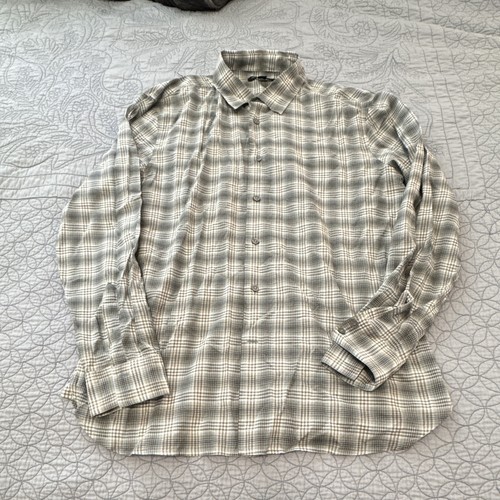 John Varvatos, Vintage John Varvatos U.S.A. Men's L Regular Gray Plaid Long Sleeve Cotton Shirt