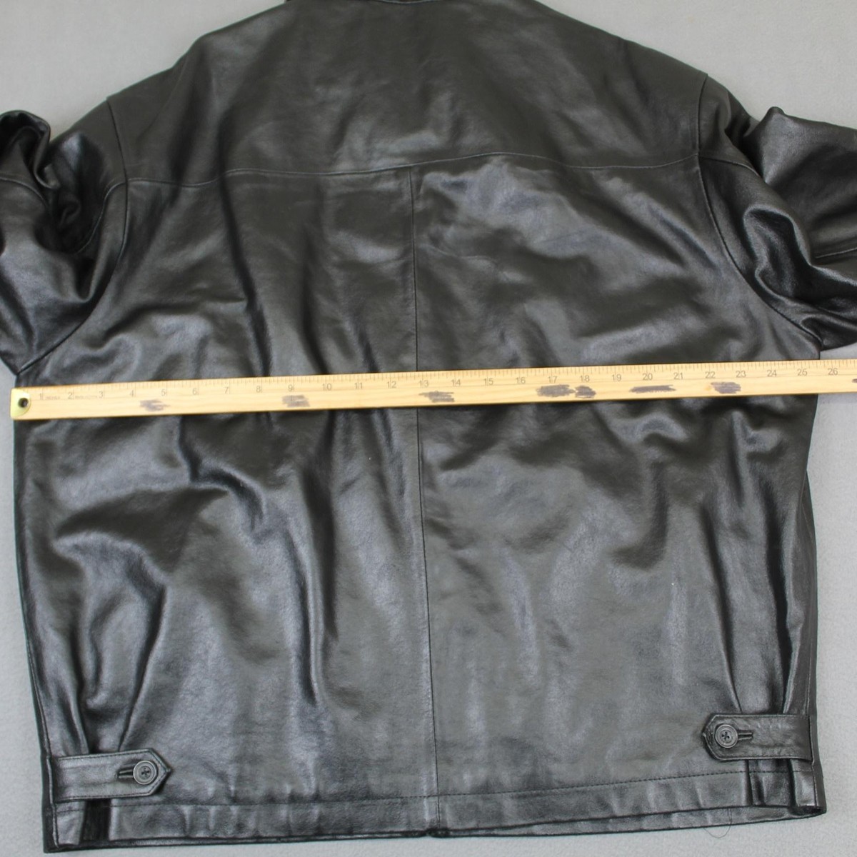 Vintage Old Navy Jacket Mens Large Black Leather Bomber Lined Full