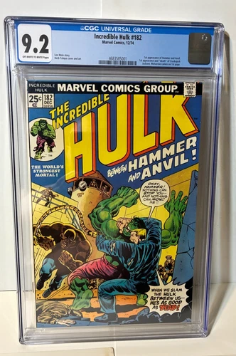 1974 THE INCREDIBLE HULK #182  Early Appr. of Wolverine CGC graded 9.2