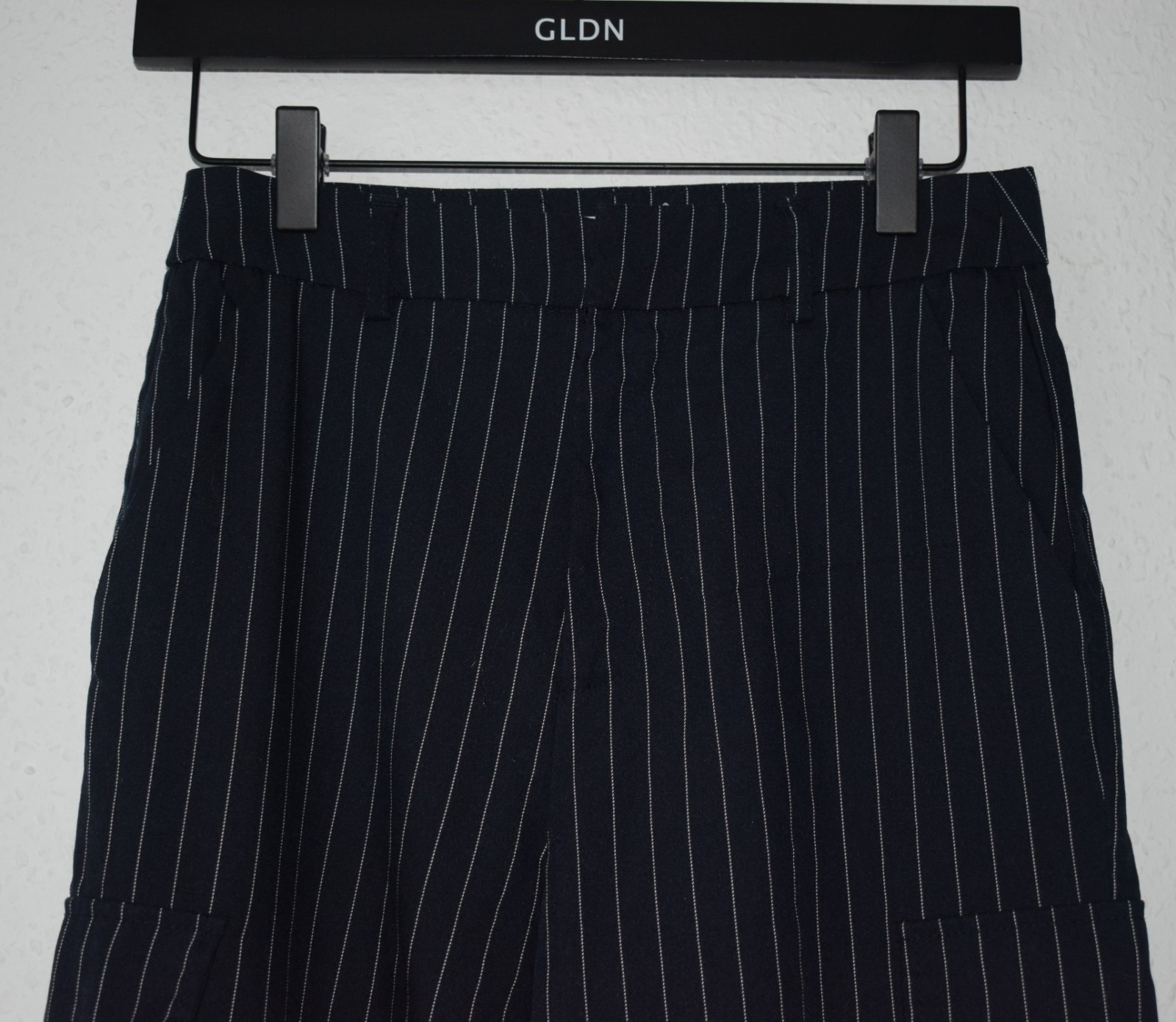 Stradivarius Pinstripe Cargo Pants - Navy/Black image 4