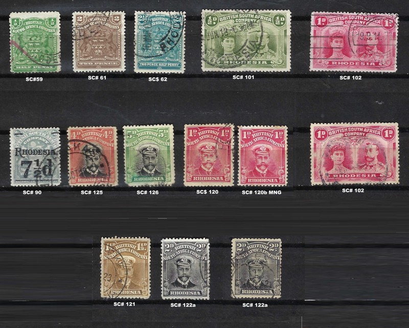 14 Rhodesia Stamps:  SC# 59-122a; Great Lot; No Faults; $110 CV!