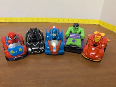 Marvel Super Hero Adventures Pull Back & Go Car 5pc Lot Hulk Spider-Man & More