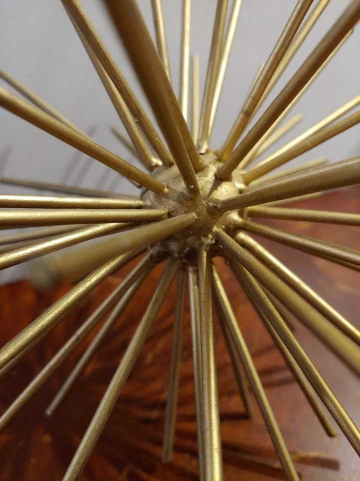 MCM Vintage Ovalado Starburst Varillas de Metal Dorado Escultura Orbe 7” Diámetro Foto 4 de 4