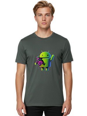 Android-Mascot Mens Graphic Tee, 100% Cotton, Casual Summer Wear