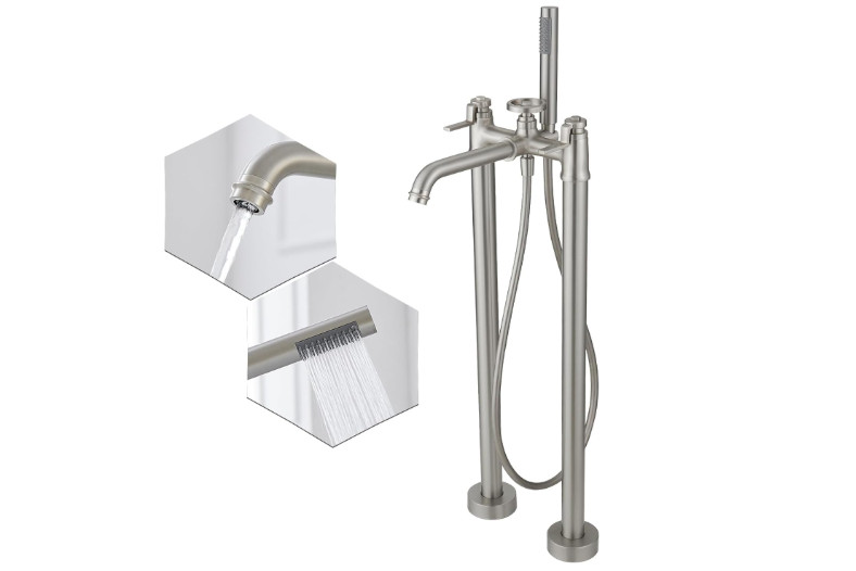 BWE Freestanding Bathtub Faucet Floor Mount (Brushed Nickel)