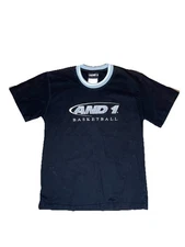 VTG And1 Basketball T-Shirt Embroidered W/ Zipper Pocket Y2K Size Large Black