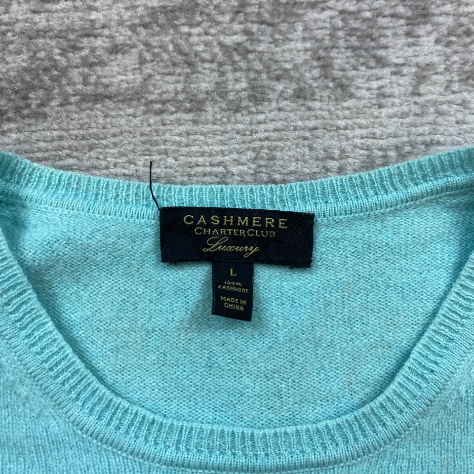 Suéter Charter Club Cashmere Damas Grande Azul Informal Aire Libre Caminata Preparación Mujeres Foto 4 de 4