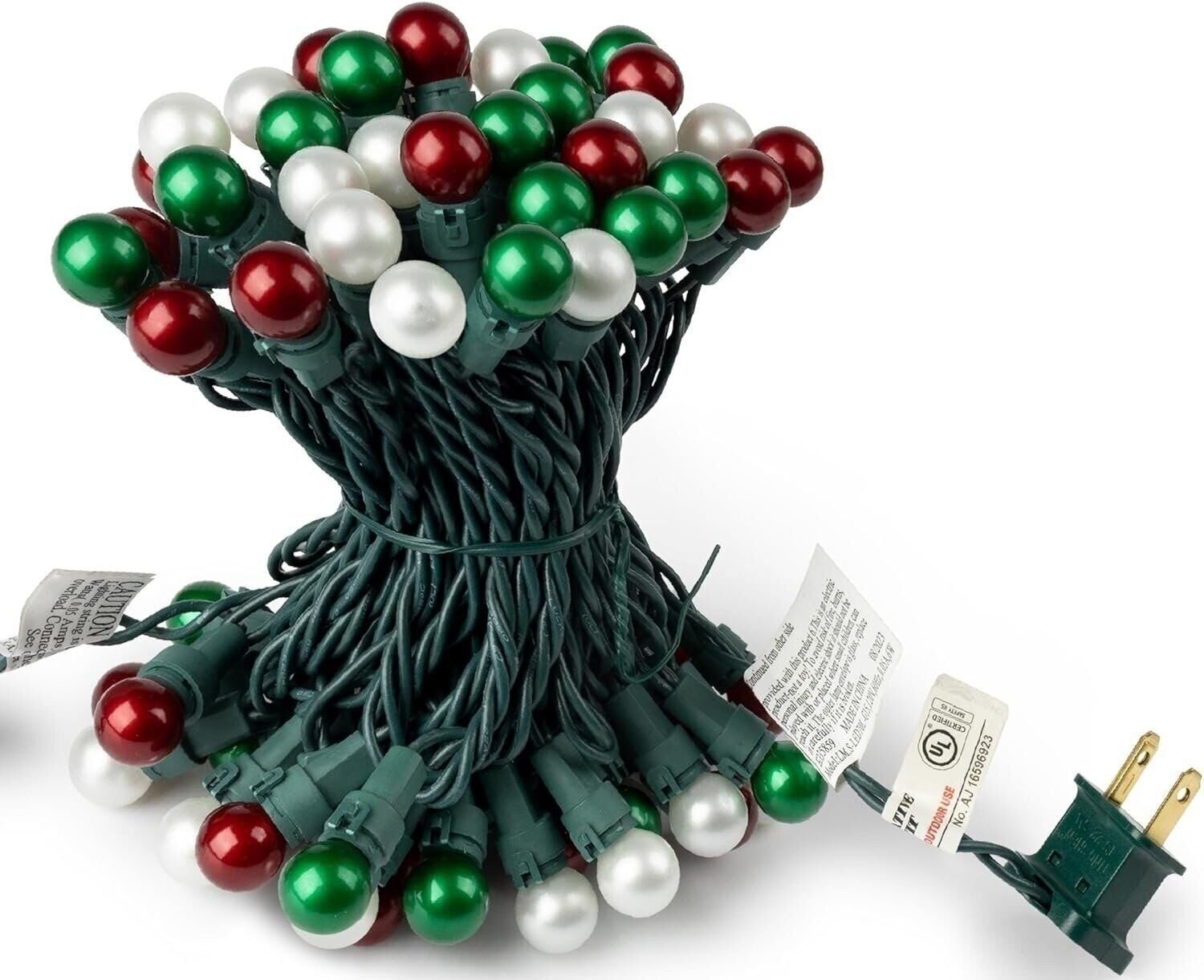 Tupkee Pearlized Glass Mini Globe Lights Set - 70 G15 Red, Green & Warm-White...