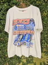 Vintage Y2K Busch Beer 2003 Brian Vickers NASCAR Racing T-shirt Sz L