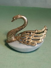 Porta Sale Pepe Vintage In Metallo e cristallo o Ceramica forma Cigno Come Foto