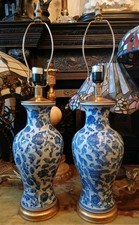  A Pair Of Lauren Ralph Lauren Chinese Porcelain Floral Table Lamp Extra Large