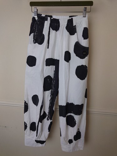 Pantaloni crop Naya @ Sahara gamba a palloncino taglia 1 UK 10 nero bianco tasche comode - Foto 2 di 14
