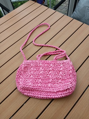 Deichmann Basttasche Handtasche Pink Umhängetasche flechtmuster Schultertasche 