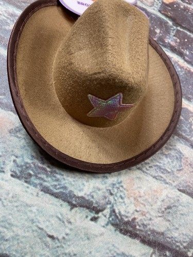 Dog Cowboy Sheriff Star Hat Pet Costume Adjustable Size Small Medium Pink Brown - Afbeelding 2 van 11