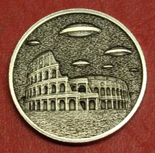 HOBO Nickel UFO Alien Rome Coliseum Made from a Real US Nickel