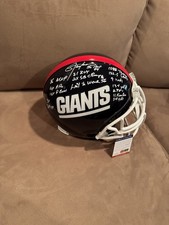 LAWRENCE TAYLOR SIGNED GIANTS Proline STAT HELMET PSA 15 Inscriptions Face mask