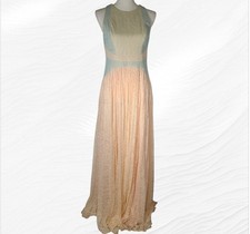Adrianna Papell Halter Neck Sleeveless Ruched Lace Dress Apricot Multi Size 10