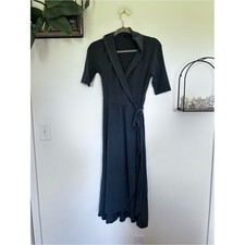 Quince Dark Olive Tencel Jersey Midi Wrap Dress Size Small