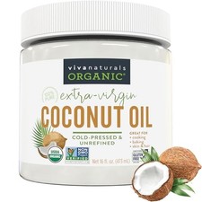Viva Naturals Organic Coconut Oil, 16 fl oz   Unrefined, Cold-Pressed Extra Virg