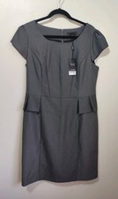 Next grey geometric pattern pencil dress 16 new work smart office cap sleeve