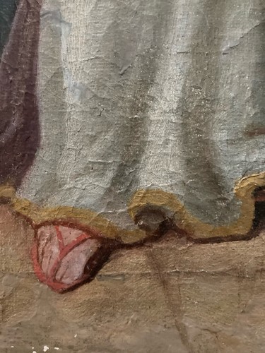 Peinture Huile Sur Toile XVIIIe Ancien Portrait Sainte Barbe Ursule? Ruines Art - Photo 3/20