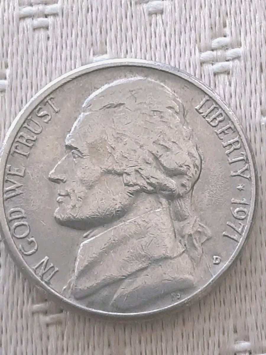 1971 D Jefferson VF Low D Mint Mark Double Strike V Clashed