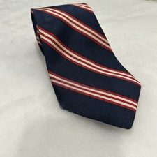 VTG Brooks Brothrs Makers Handmade Silk Repp Tie Navy Stripe Made In USA