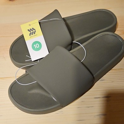 All In Motion Men's Olive Slide Sandals Synthetic Upper Size 10 Casual Summer