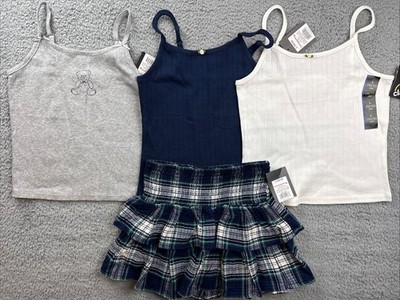 Art Class Girls Youth Large 10/12 Cami Tank Top & Ruffle Skirt 4pc Set