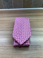 Profuomo Men's Silk Tie Pink Flower Pattern Italian