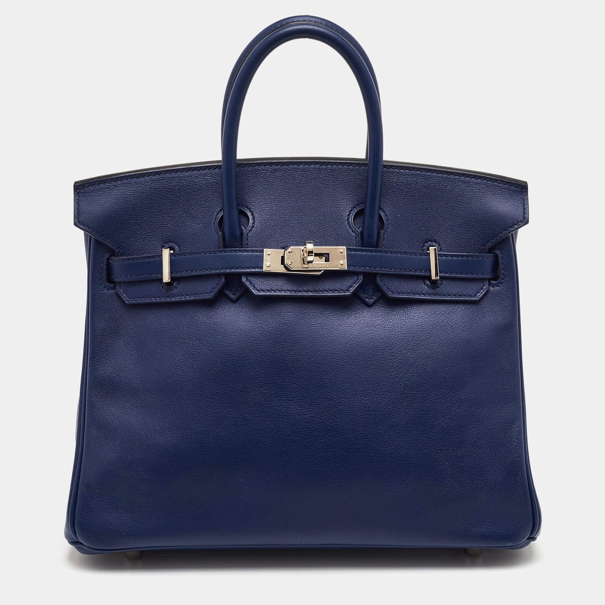 HERMÈS トートバッグ ネイビー/ブルー Hermes Birkin 25 Palladium Finish Bleu Saphir Swift Leather Tote