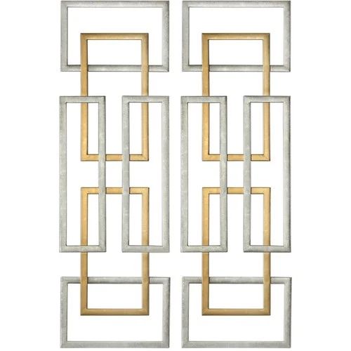 Uttermost 04145 Aerin Antiqued Gold and Silver Leaf Wall Art, Set of 2 - Picture 1 of 2