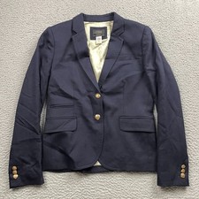 J. Crew Blazer Women's 2 Navy Schoolboy Wool Lined Gold Tone Buttons Preppy