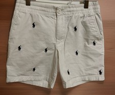 Polo Ralph Lauren Boys Shorts Size 14 White With Navy Blue Embroidered Pony EUC