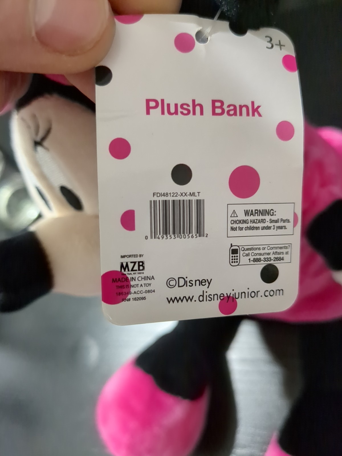 Disney Junior 10” MINNIE MOUSE Stuffed Plush Pink Coin Piggy Bank Doll MZB