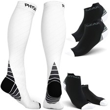 Physix Gear Sport 3 Pairs of Compression Socks for Men Women X-Large, Black