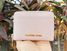 Michael Kors Jet Set Travel Zip Around Card Case Wallet Pink