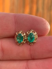 9ct gold emerald earrings vintage