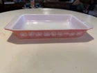 Pyrex Pink White Floral Glass Rectangle Casserole Dish Vintage Kitchenware